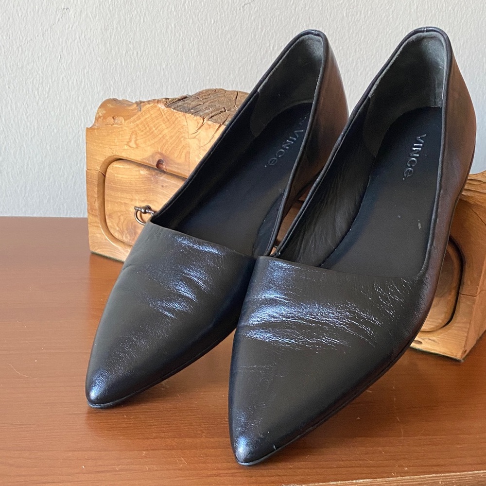 Vince Leather Pointed Toe Flats